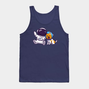 Cute Astronaut With Dog Astronaut Cartoon Tank Top